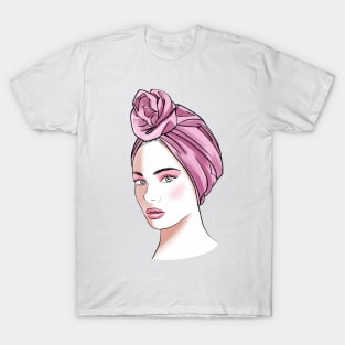 Fashion girl in pink turban T-Shirt